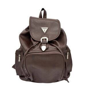 Vintage 90s Guess Pebbled Faux Leather Backpack Chocolate Brown Korean Era GUESS Backpack Brown Bags & Handbags for Women for sale | eBay main image 3